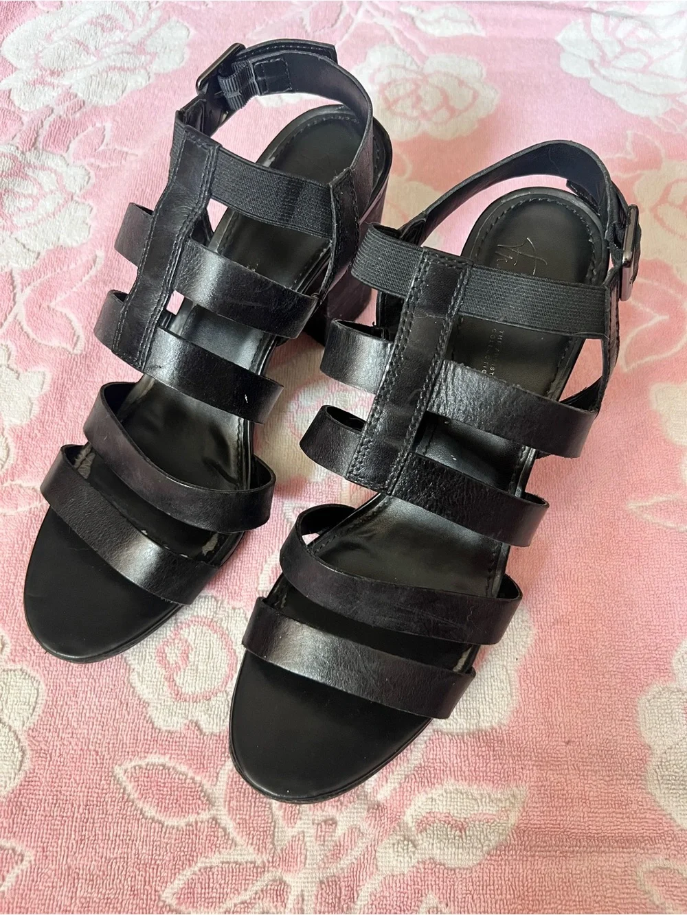 Franco Sarto Black Strappy Gladiator Sandals